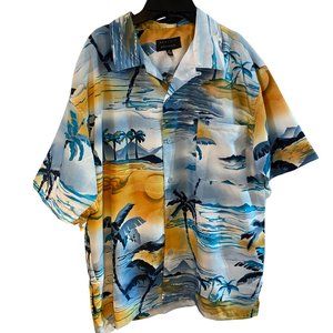 BARCODE VINTAGE MEN'S TROPICAL SHORT SLEEVE BUTTON UP SHIRT SIZE MEDIUM